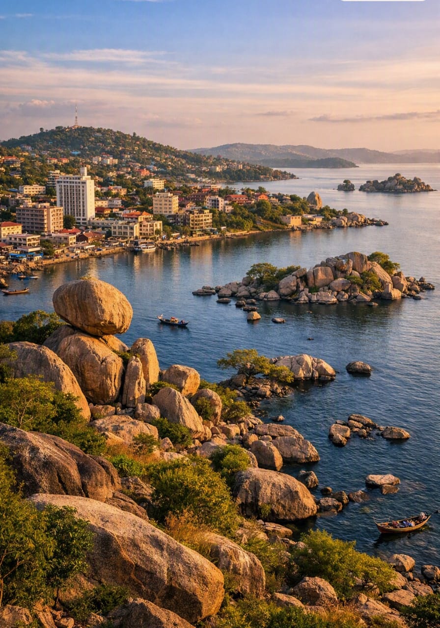 Mwanza city and Lake Victoria skyline
